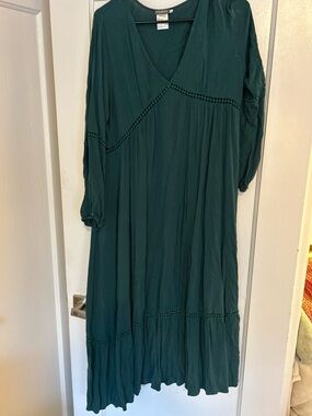 EARTHBOUND Deep Teal V-Neck Long Sleeve Dress